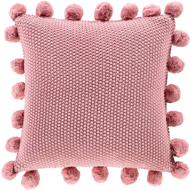 Livabliss Pam Knitted Pom Pom 18-inch Throw Pillow