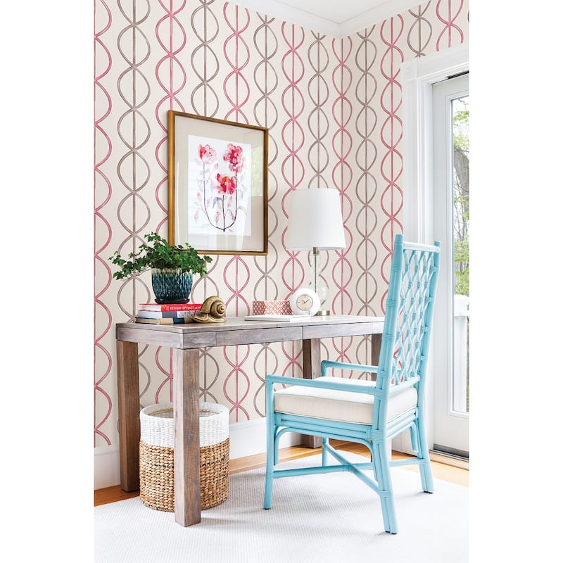 A-Street Prints Banning Stripe Pink Geometric Wallpaper