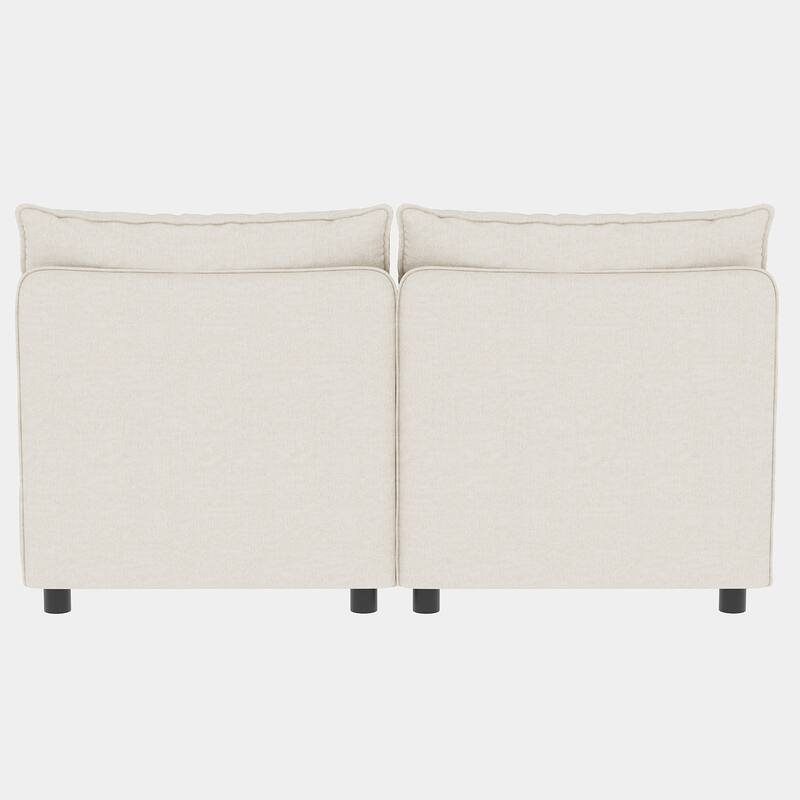 68" Loveseat Sofa with Storage Upholstered Sectional Sofa Chenille Cloud Couch with 2 Ottoman, Sleeper Sofa Bed for Small Spaces