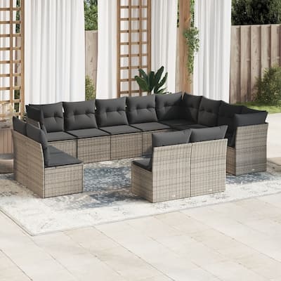 vidaXL Garden Sofa Set Grey - 24.4 x 24.4 x 27.2