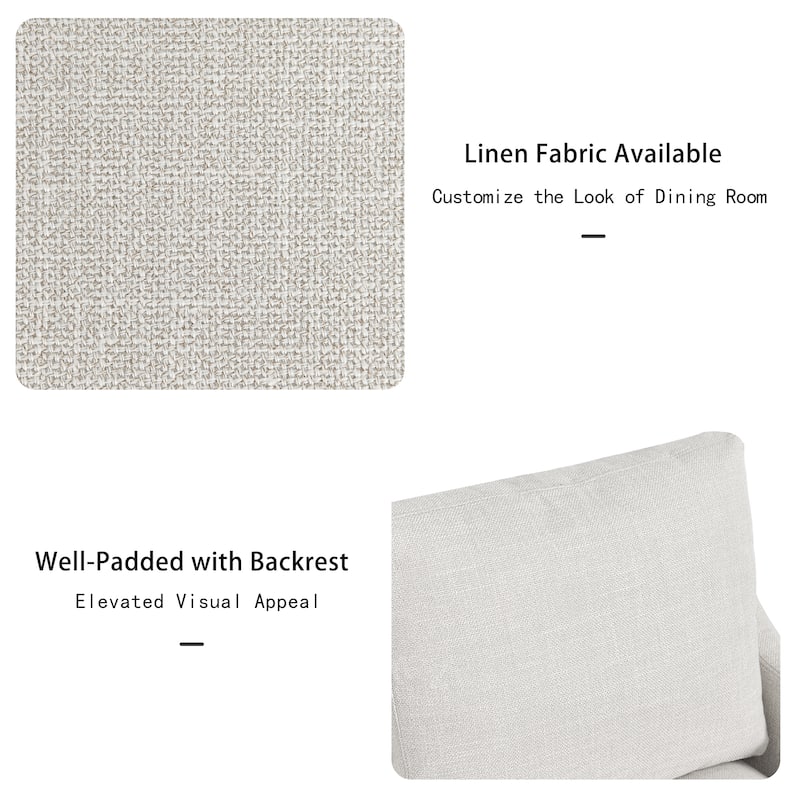 Modern 19.7" Wide Upholstered Rolling Linen Dining Chair
