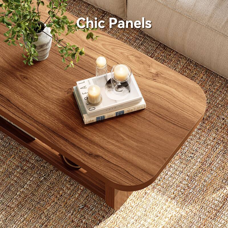 47.2" Coffee Table, 2-Tier Coffee Table with Storage