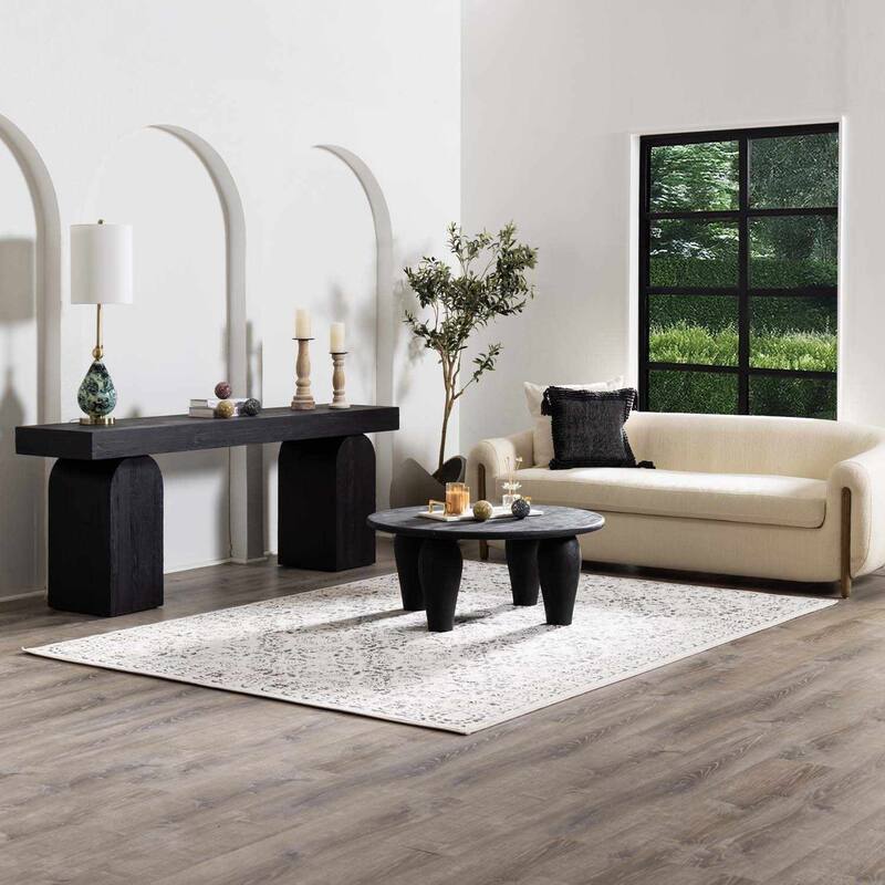Hauteloom Megargel Living Room, Bedroom Area Rug - Charcoal, Medium Gray, Off White - 2' x 2'11"