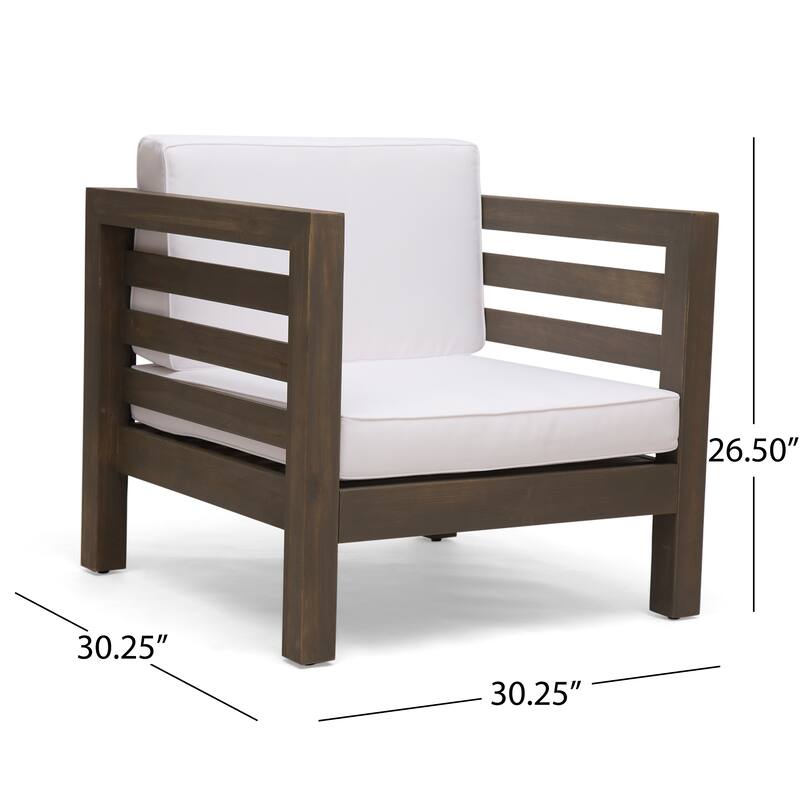 Oana Outdoor Acacia Wood Club Chair with Cushion by Christopher Knight Home