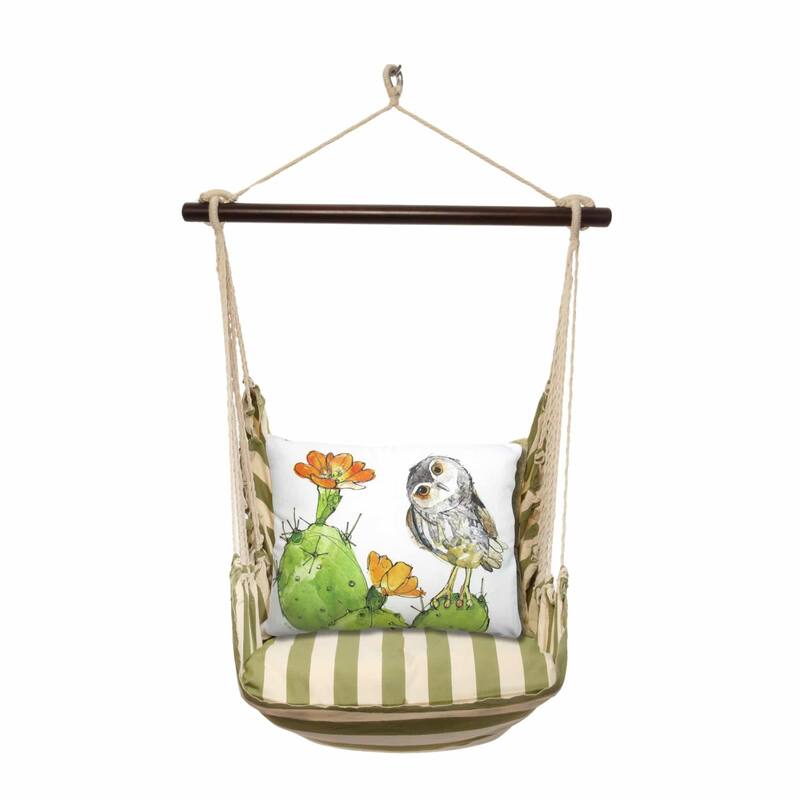 Magnolia Casual Swing Set 4 piece - Summer Palms Stripe w/ Owl on Prickly Cactus