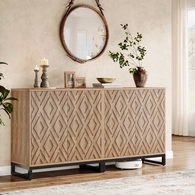 57.5" Inches Farmhouse Sideboard Buffet Cabinet with Doors