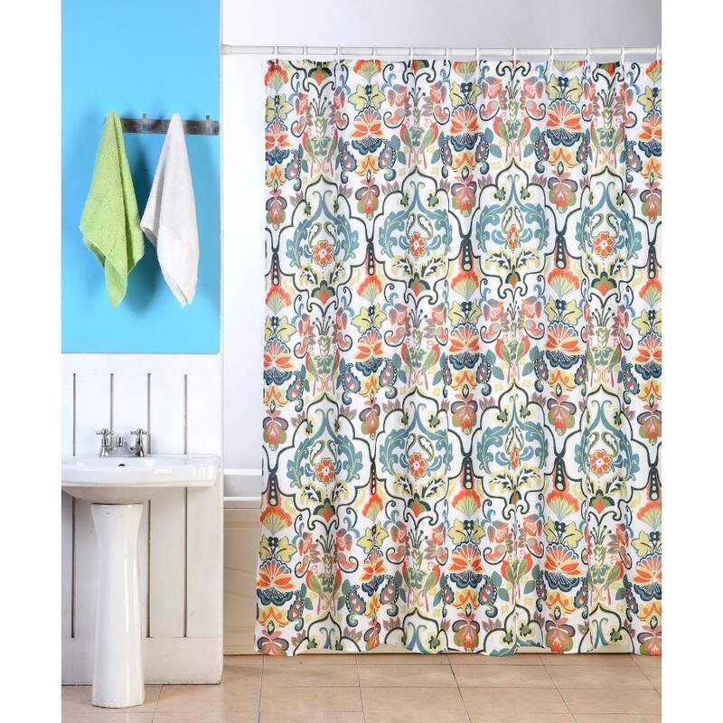 Printed Canvas Shower Curtain Polyester Bathroom Decor Beautiful Colorful Design 70" x 70" - Emery