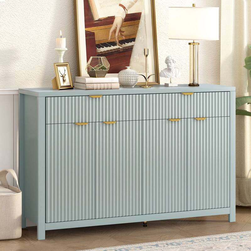 55.1" Modern Sideboard Cabinet with Adjustable Shelves and Aluminum Handles for Stylish Home Storage Solutions