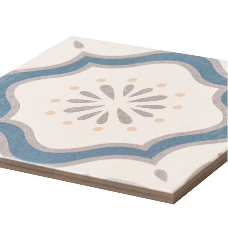 DaVinci Blue 7.9x7.9 Matte Porcelain Encaustic Tile - Floor, Wall, Backsplash
