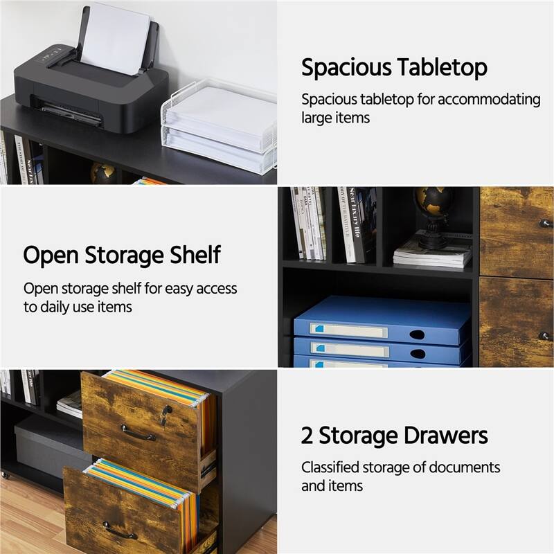 Yaheetech Rolling File Cabinet with 2 Drawers and 2 Open Shelves