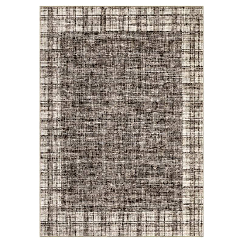 Garvee Linen Border Living Room Area Rug