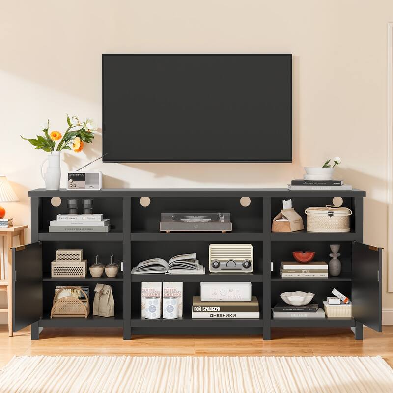 Pocassy LED Farmhouse TV Stand for 75 Inch