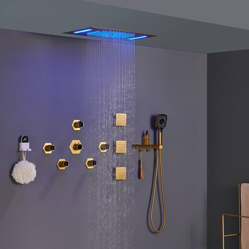 3 Functions Ceiling Mounteded Thermostatic Luxury Shower System with Shower Holder