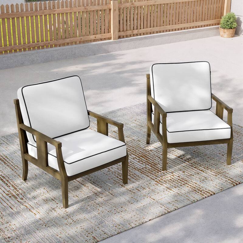 2 Set Outdoor Patio Club Chair with Cushion Patio Arm Lounge Chair