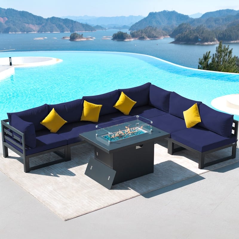 FINCATI Aluminum Outdoor Patio Furniture Conversation Sectional Sofa Set
