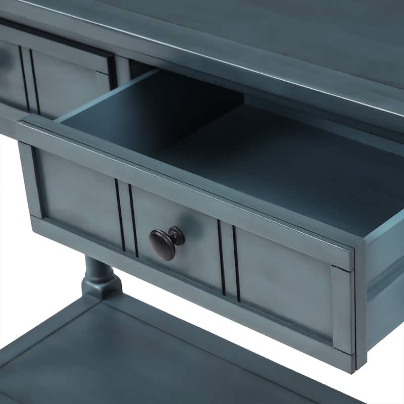 Daisy Series Console Table Traditional Design with Two Drawers and Bottom Shelf Acacia Mangium