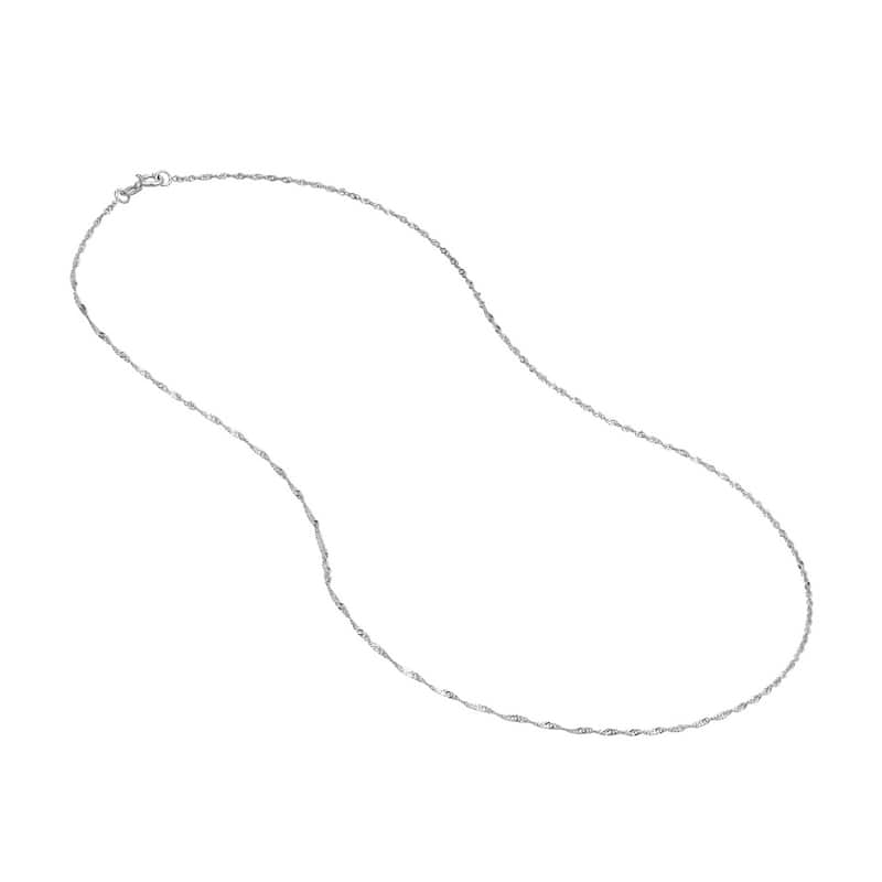 Curata 10k White Gold 1.15mm Singapore Chain Necklace (Spring Ring)