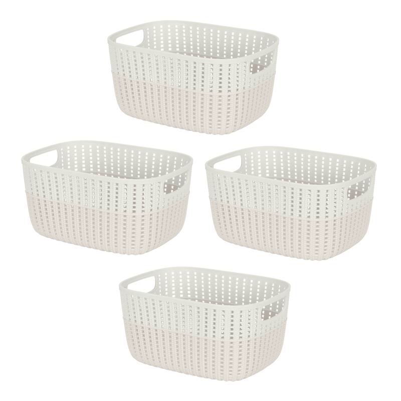 Simplify 2-Tone Decorative Medium Storage Basket - Ivory - 4 Pack