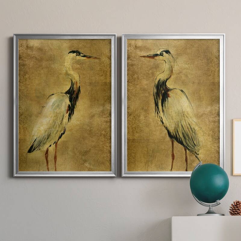 Gold Crane at Dusk I Premium Framed Print - Ready to Hang - Multi-Color
