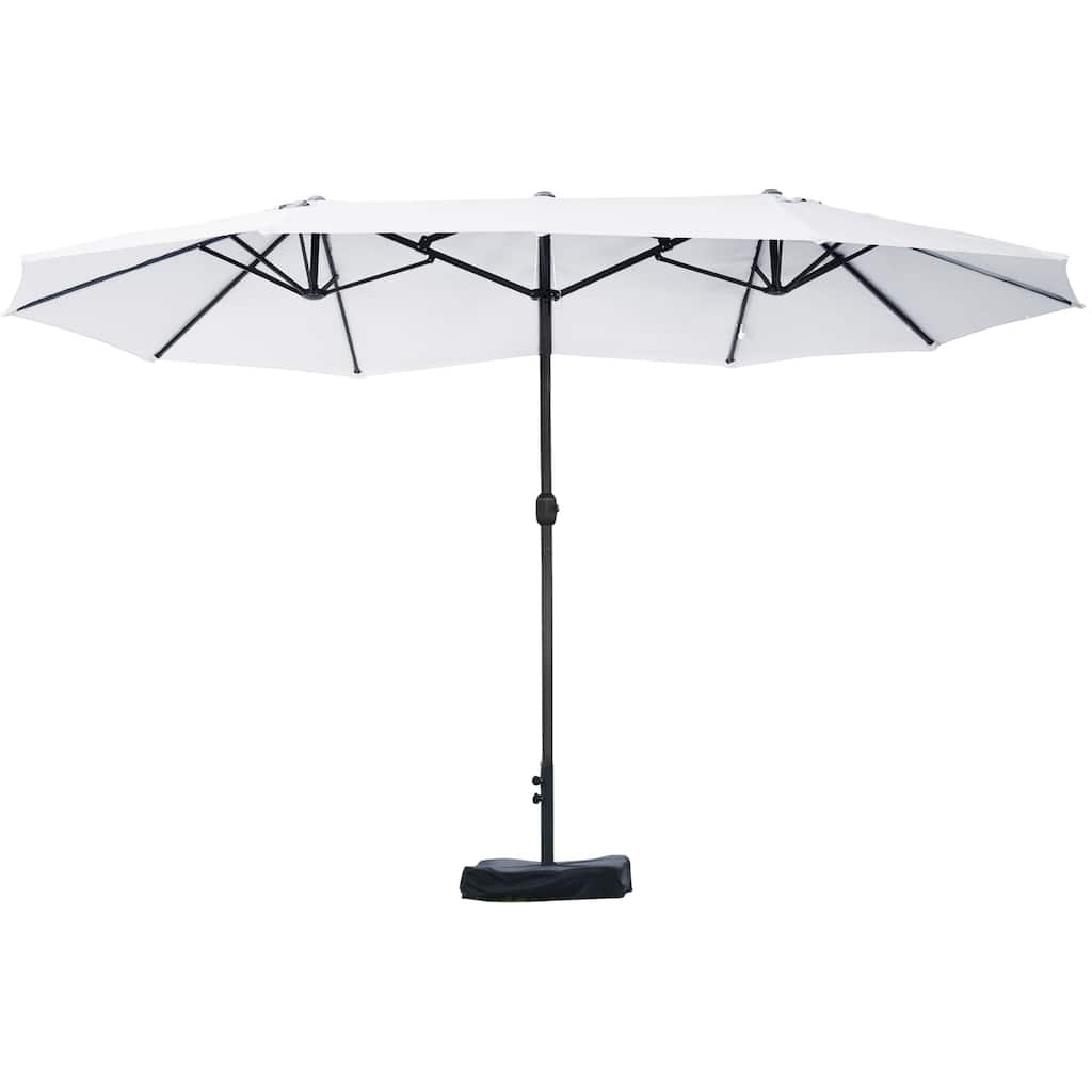 15-Foot Double-Sided Rectangular Patio Umbrella with Easy Crank and Sun Protection