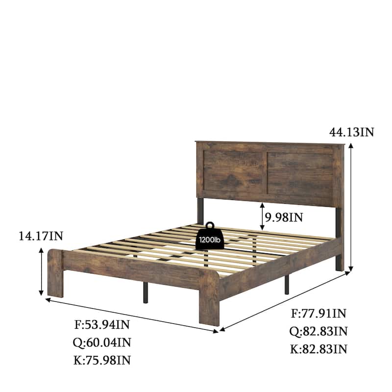 Bed Frame, Wood Platform Bed Frame,Noise Free,Large Under Bed Storage