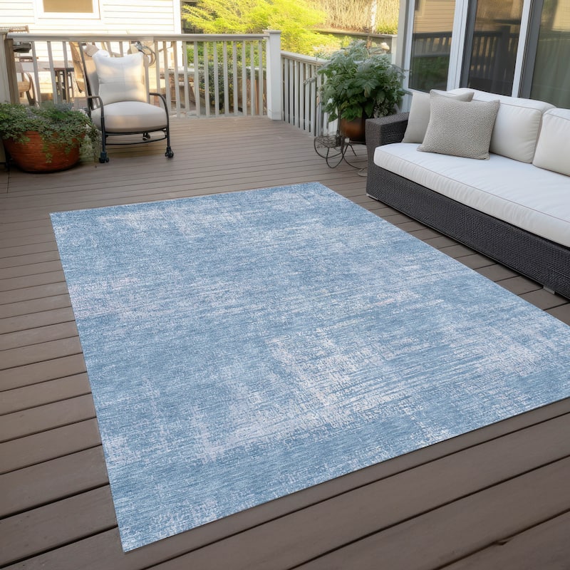 Machine Washable Indoor/ Outdoor Chantille Abstract Solid Rug