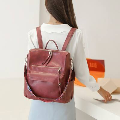 Multipurpose Design Fashion Backpack, PU Leather Travel Bag