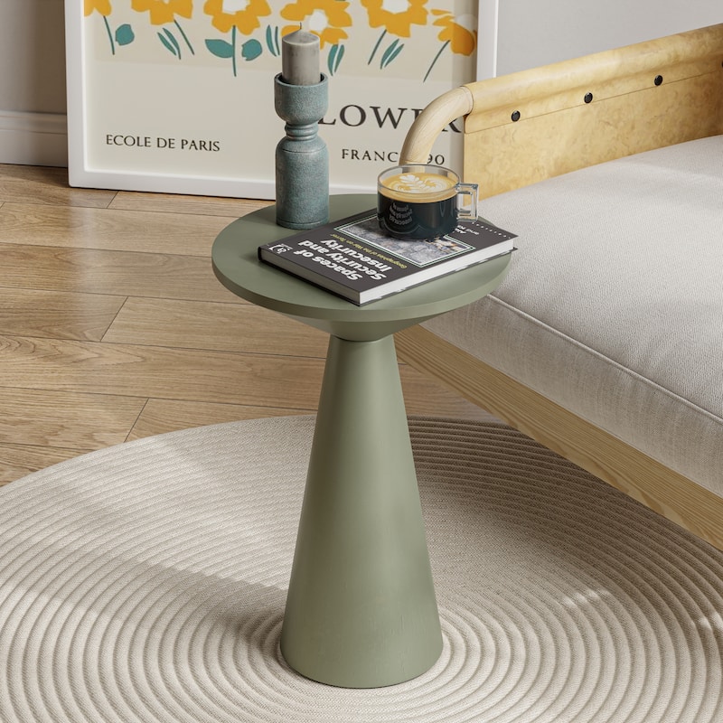 COZAYH Farmhouse Pedestal End Table, Round Martini Table Wood Plant Stand Rustic Small Drink Table for Living Room, Bedroom