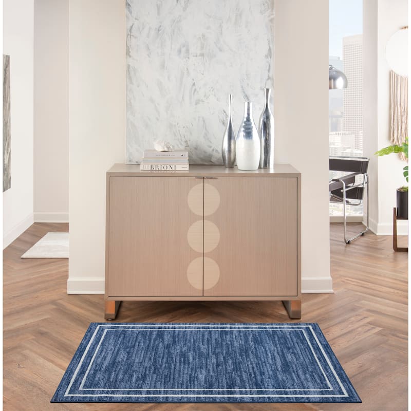 Nourison Essentials Indoor/Outdoor Solid Area Rug - 3' x 5' - Navy/Ivory