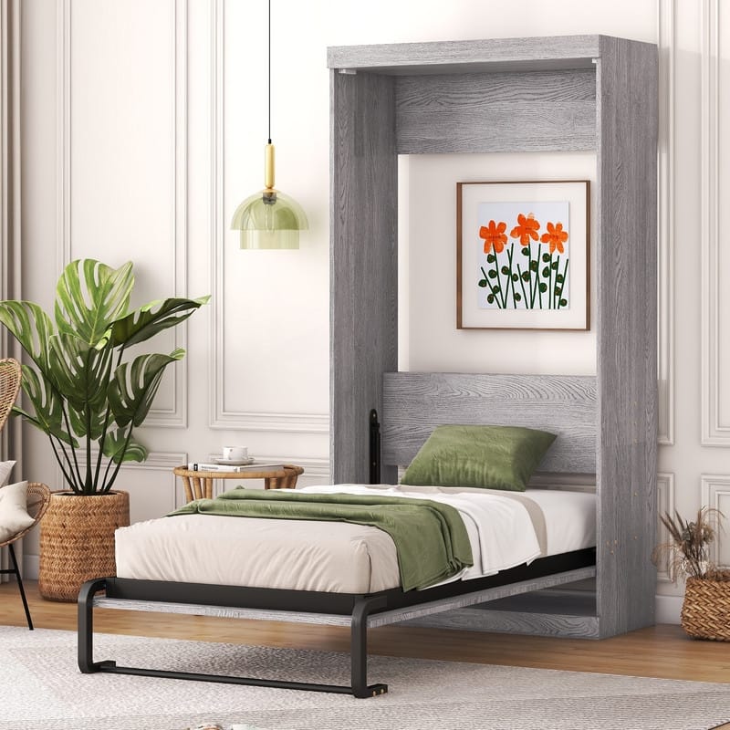 Twin Size Murphy Bed and Cabinet Bundle