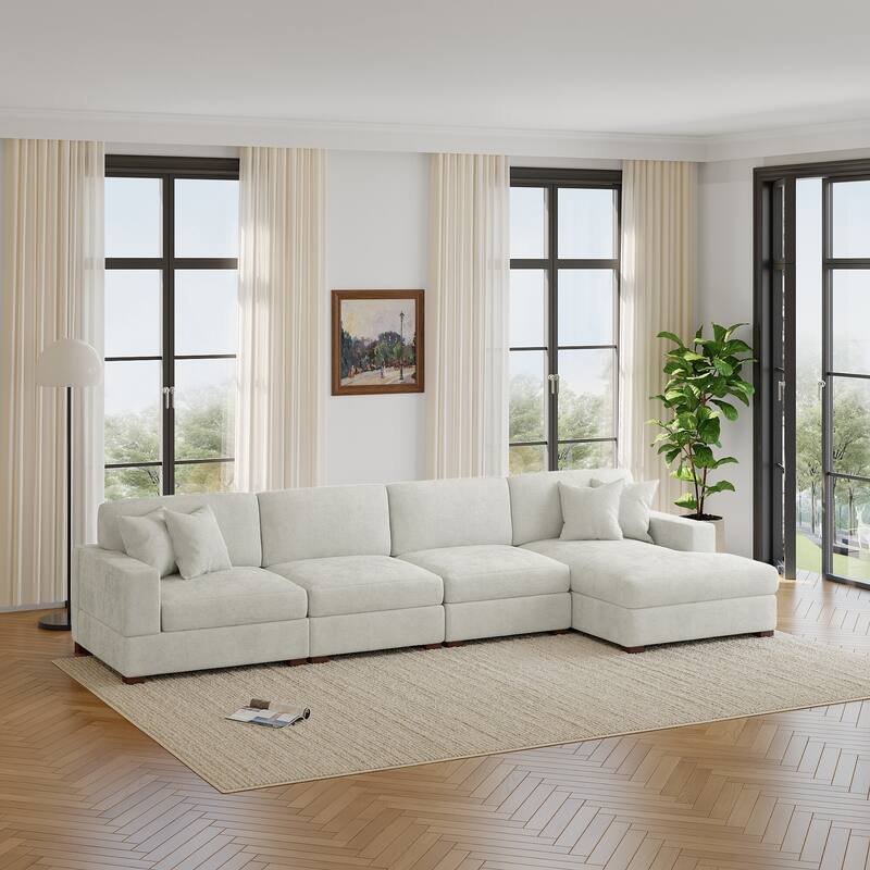 Oversized Modern Chenille L-shape Modular Sectional Sofa with Chaise