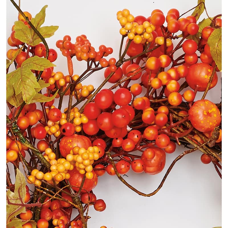 24" Fall Berries & Mini Pumpkin Wreath