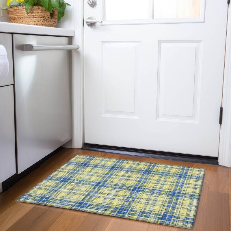 Premium Washable Super Soft Farmhouse Plaid Mayfield Rug - Yellow - 1'8" x 2'6"