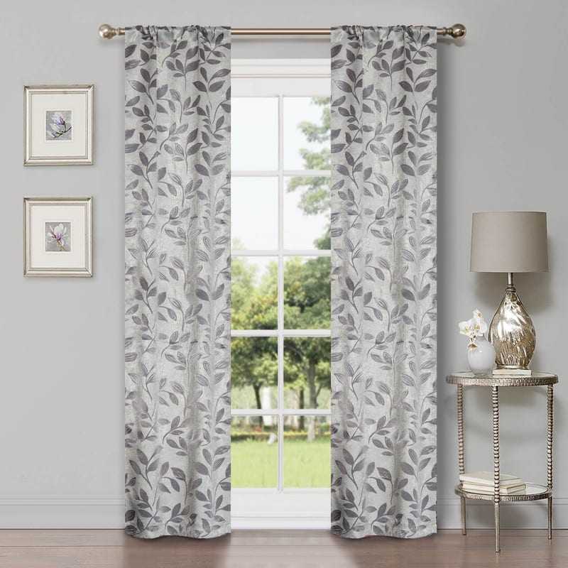 Superior Modern Bohemian Leaves Room Darkening Curtains with Grommets