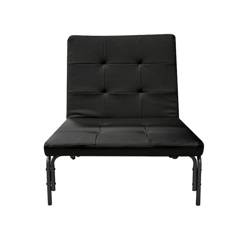 Black Adjustable PU Futon Chair with Foldable Bed Feature