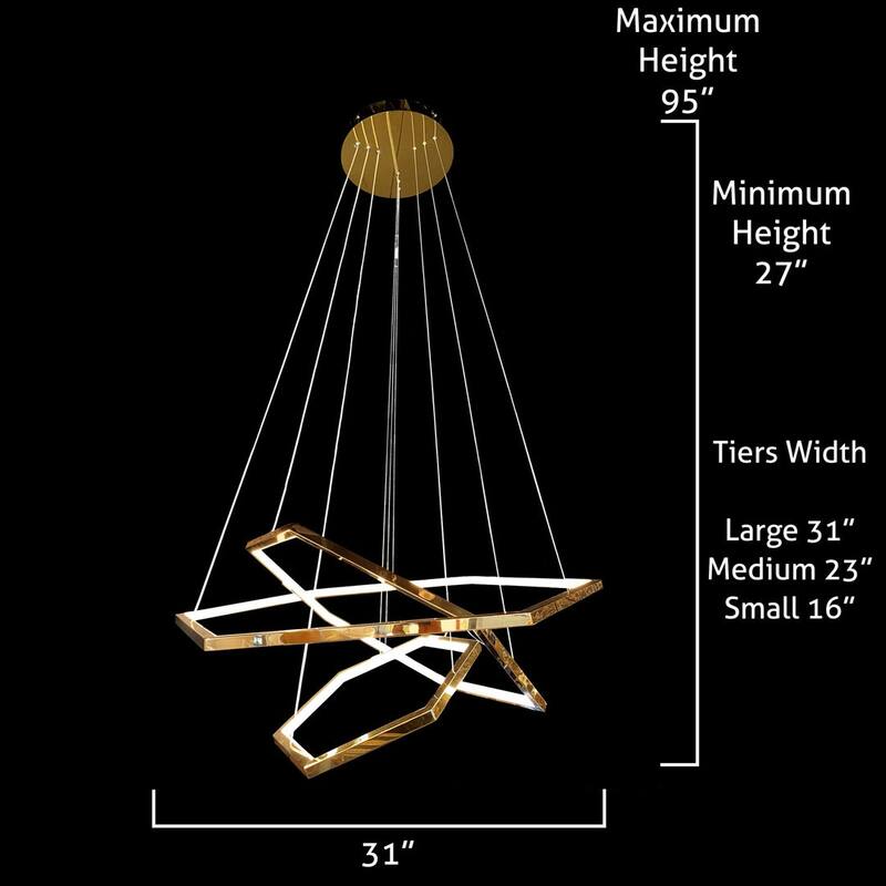 Luxury LED Gold Chandelier 31 in Wide Multi Light Pendant