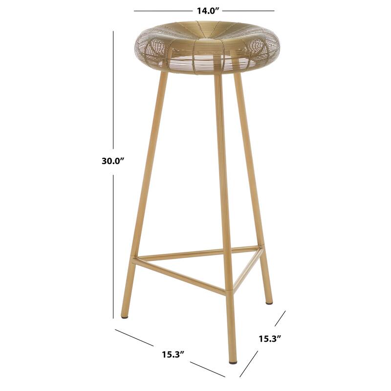 SAFAVIEH Gayla 30-inch Wire Weaved Contemporary Bar Stool - Gold - 14" W x 14" L x 30" H - 15Wx15Dx30H