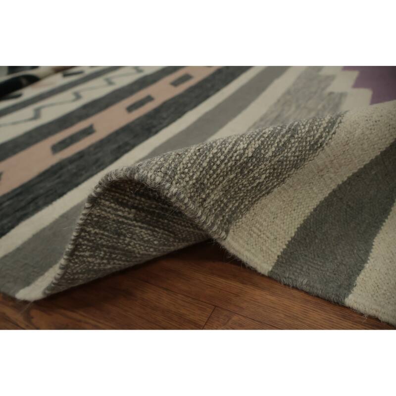 Hand Woven Oriental 100% Wool Carpet Southwestern Tribal Multi-Colored Kilim Area Rug - 12' 5'' X 8' 9''