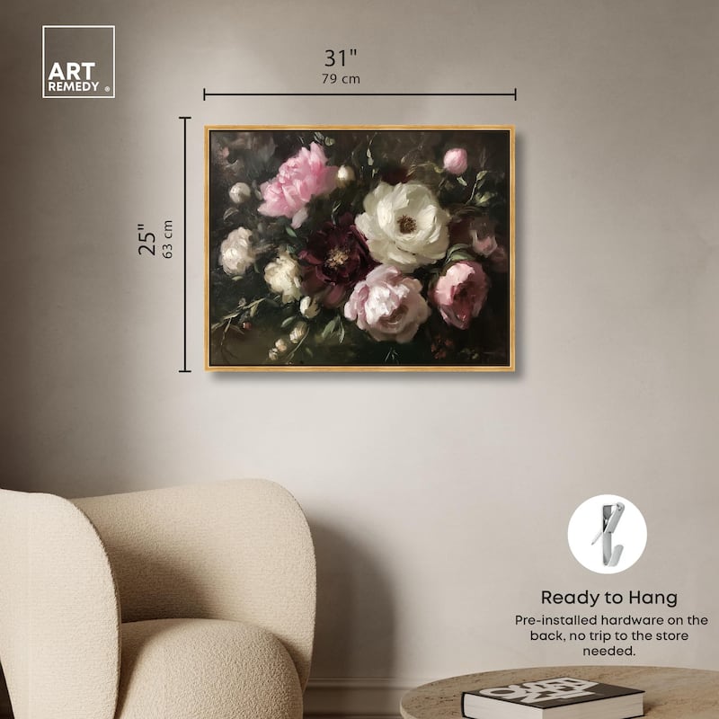 Peony Palette Nocturne Canvas by Art Remedy