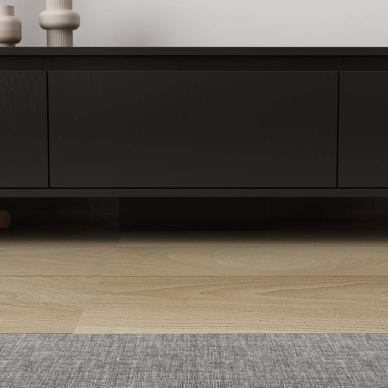 Modern Style Extendable TV Stand with 3Drawer White/Black 65.4"-106.3" Entertainment Center Table