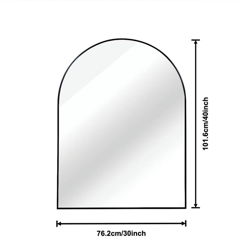 30x40 Inch Metal Framed Arched Bathrrom Mirror for Wall