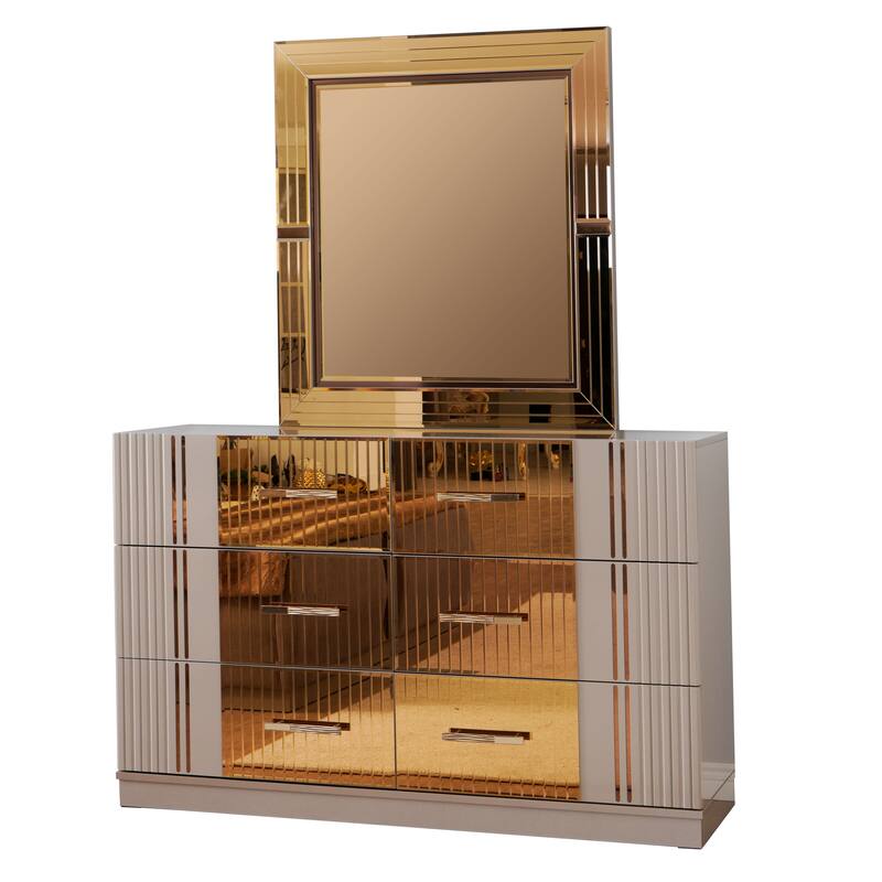 Lorenzo Modern Style Mirror Accent 4PC/5PC Bedroom set Made with Wood
