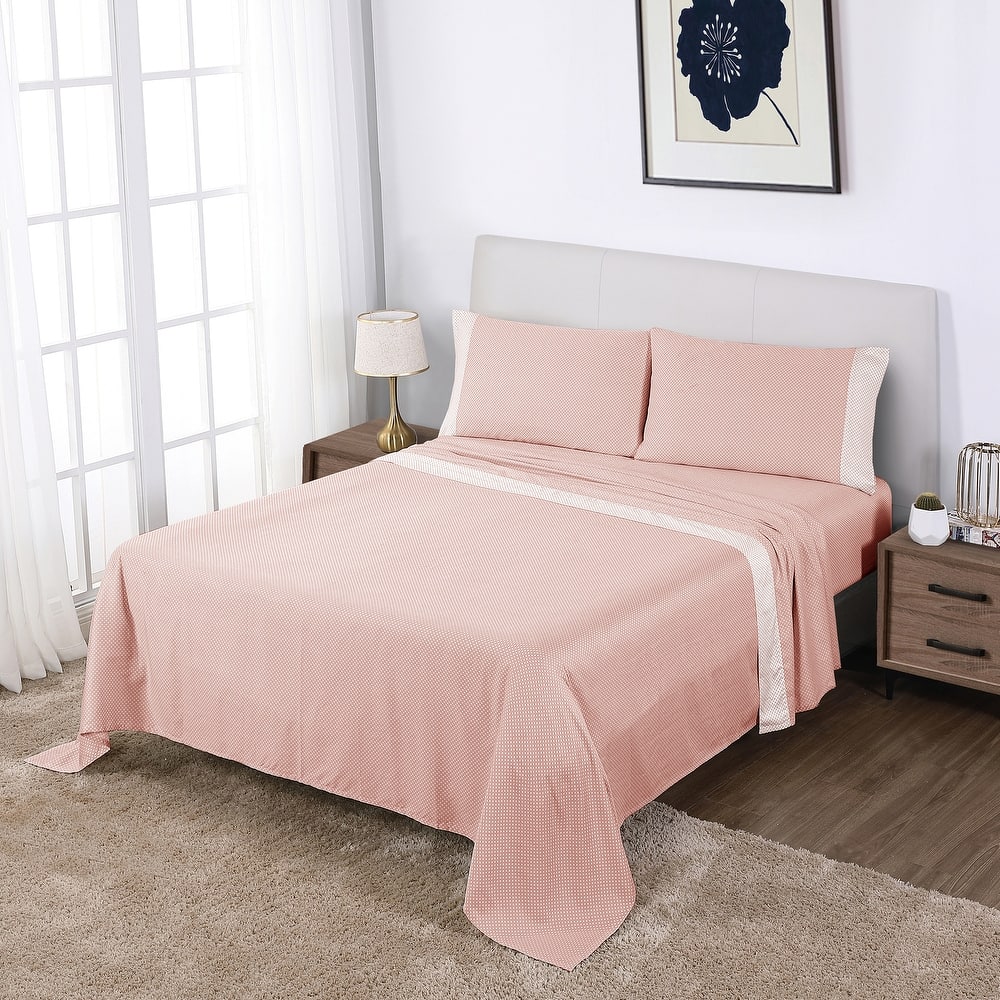 Anne Klein Westhill Dot 4-Piece Anti-microbial Cotton Sateen Sheet Set