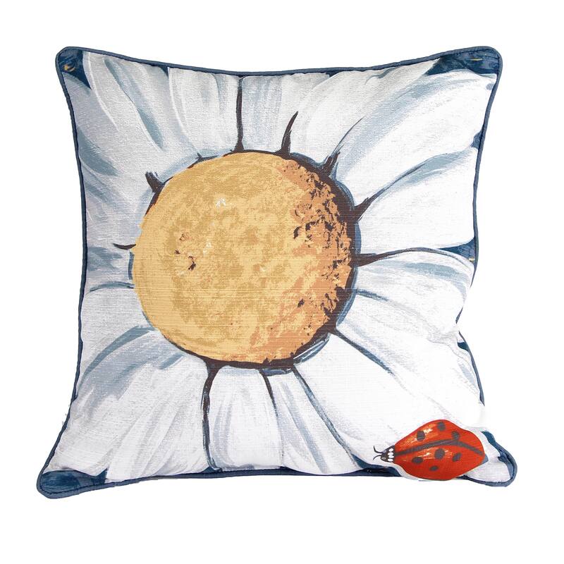 18" x 18" Indoor Throw Pillow - Ladybug Daisy Multicolor