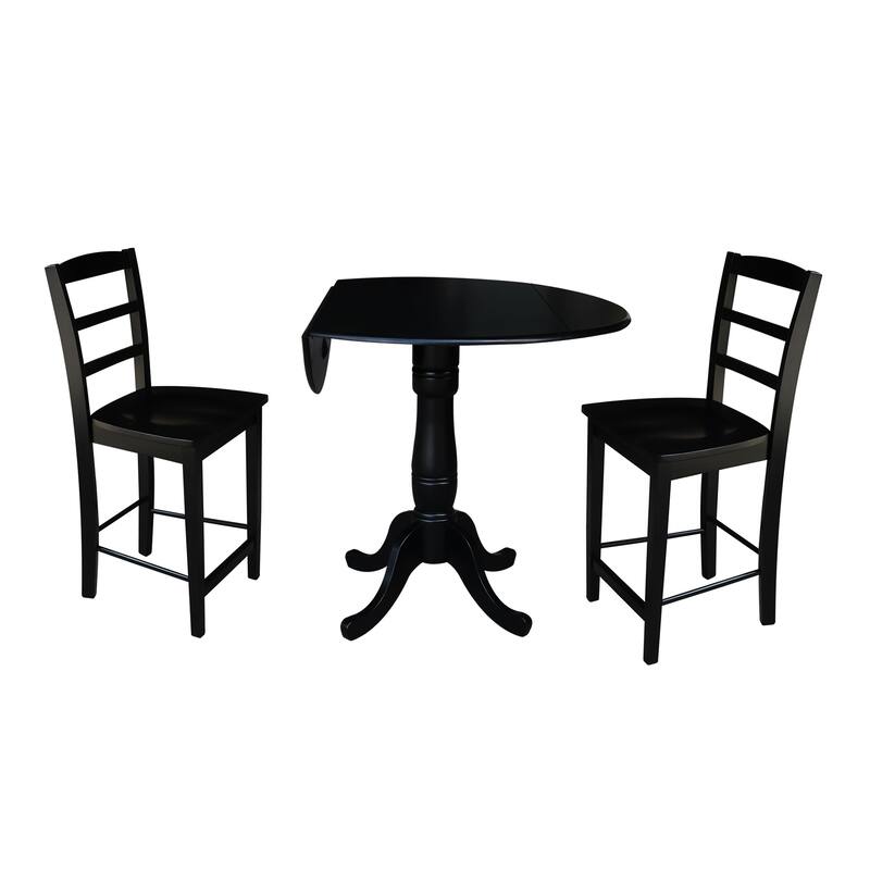 42" Round Pedestal Gathering Height Table with 2 Counter Height Stools