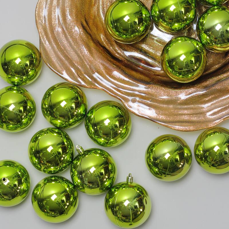 32ct Kiwi Green Shatterproof Christmas Ball Ornaments 3.25" (80mm)