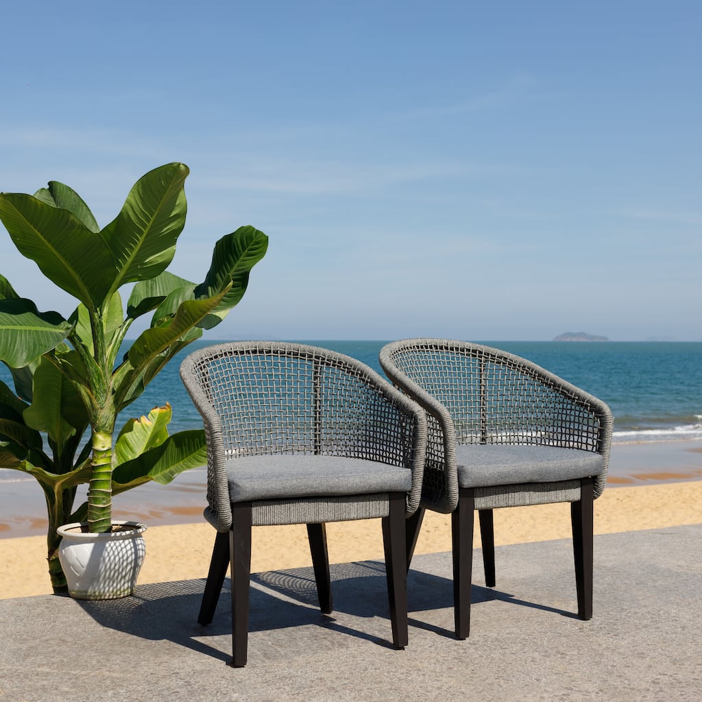 SAFAVIEH Outdoor Living Saxon Rope Chair (Set Of 2) - 24"W x 25"D x 33"H