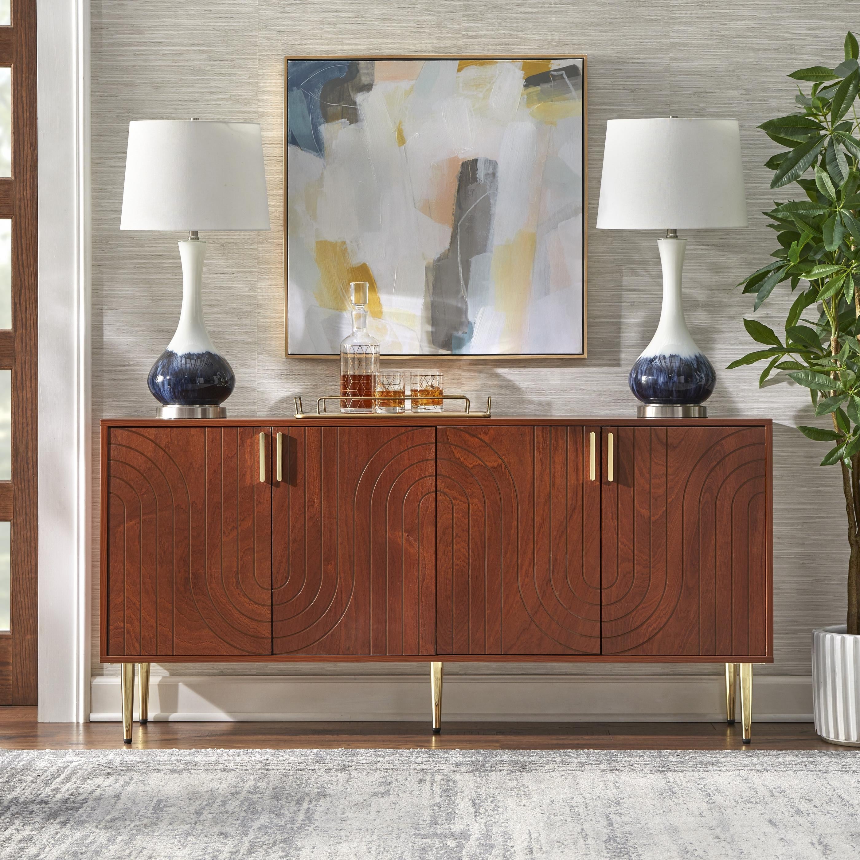 Lifestorey Tabaria Mid-Century Four Door Sideboard/Buffet