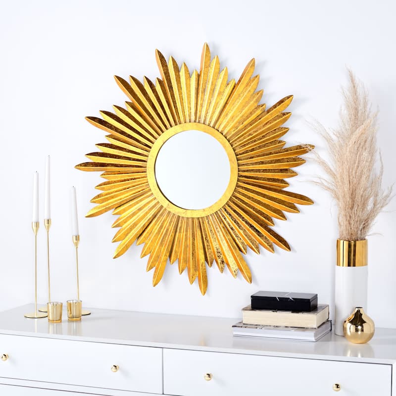 SAFAVIEH Iliana Sunburst Antique Gold 34-inch Decorative Mirror - 33.5" x 33.5" x 1" - 34Wx34Dx1H