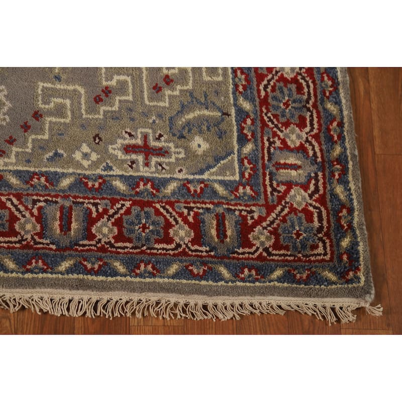 Hand Knotted Oriental 100% Wool Carpet Traditional Geometric Greys & Charcoal Heriz (serapi) Area Rug - 6' 0'' X 3' 11''